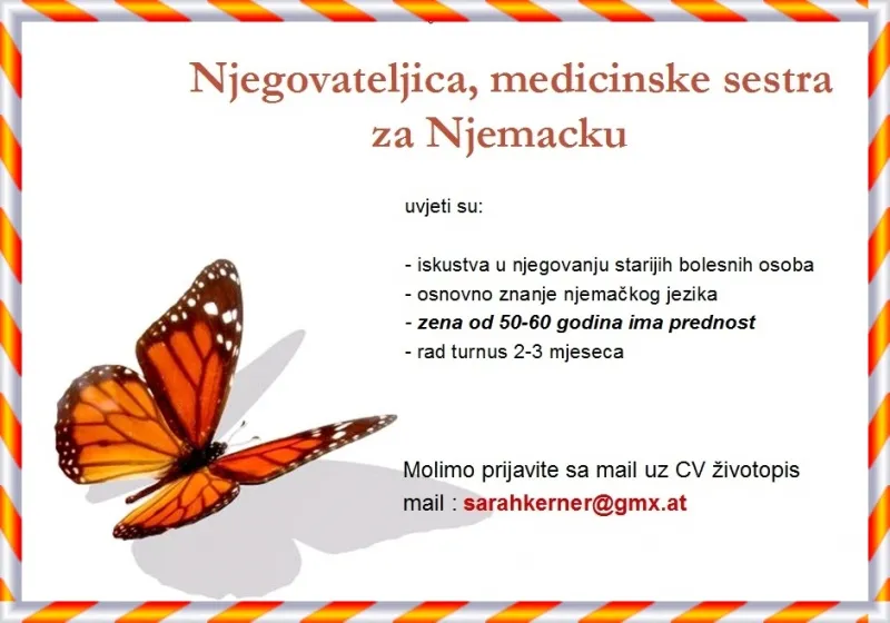 Njegovateljica ili medicinska sestra za Njemacku