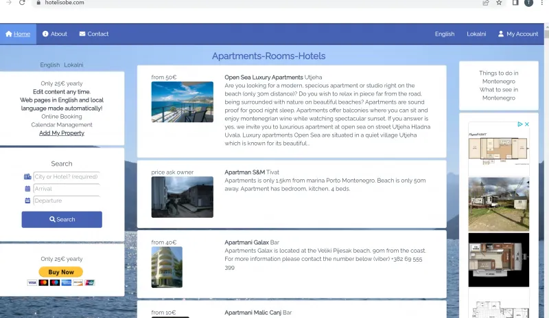 Prodaja online usluge hotelisobe.com