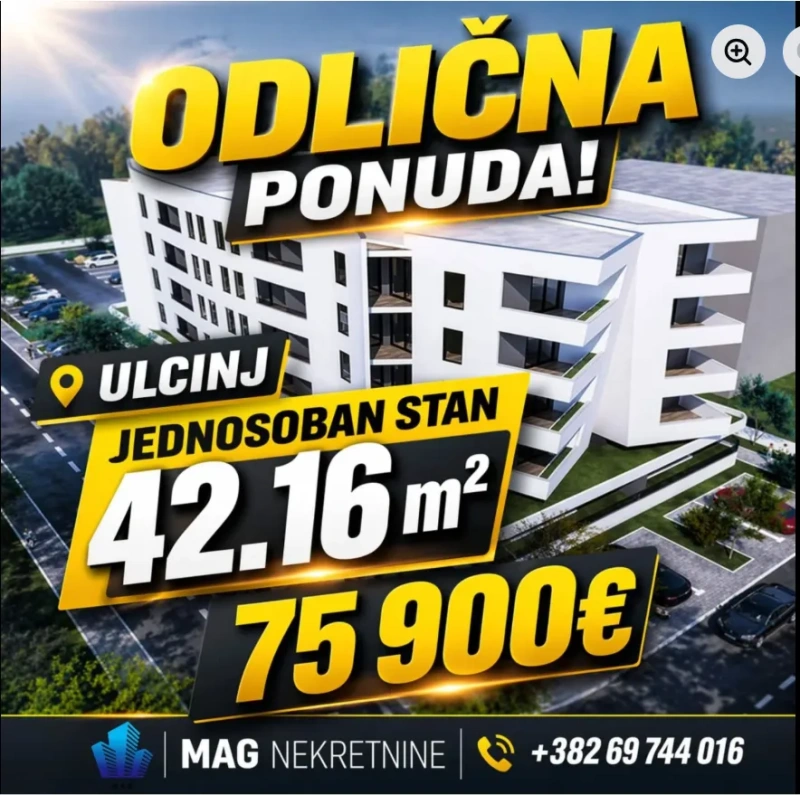 Na prodaju jednosoban stan u Ulcinju