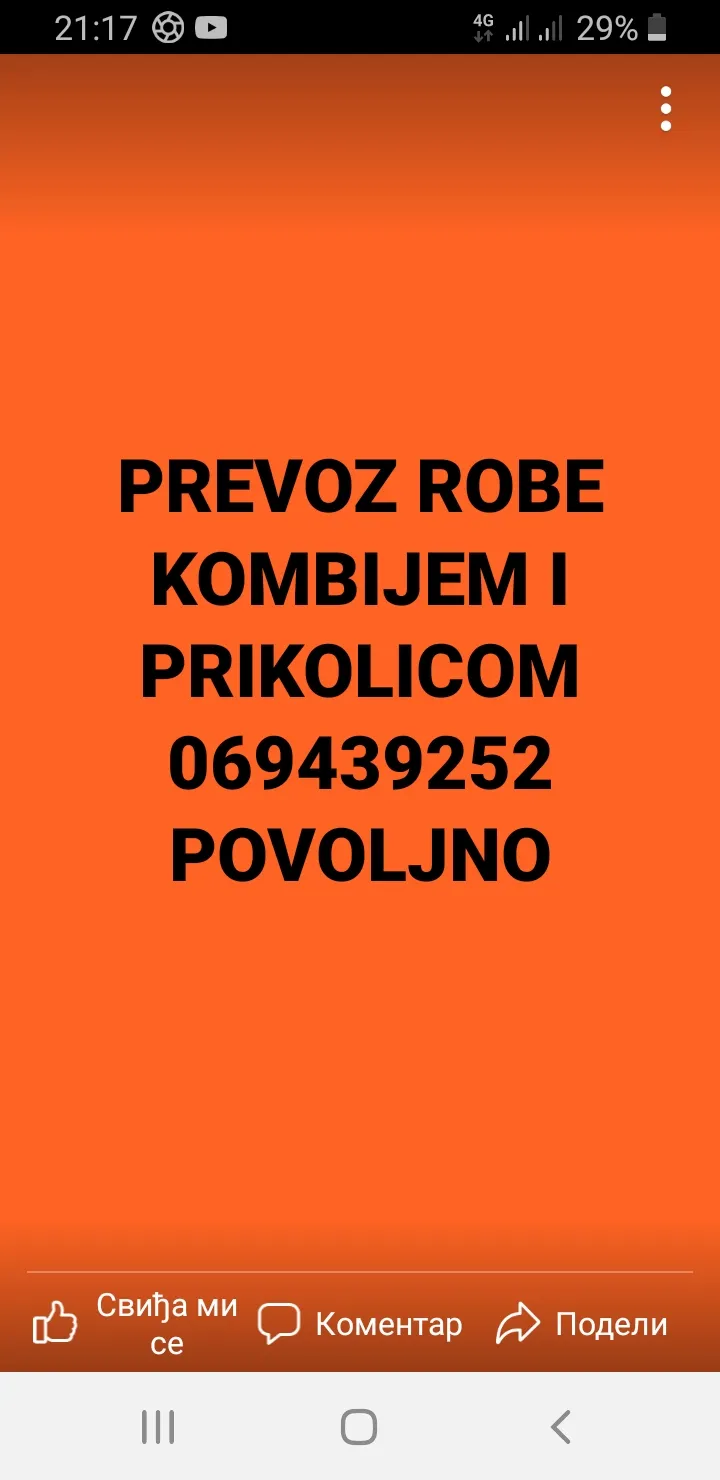 Prevoz kombijem i prikolicom 069439252
