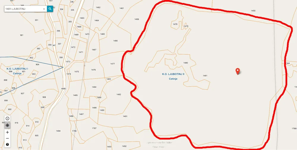 Ljubotinj/Paljetkovine (Cetinje), zemljište
